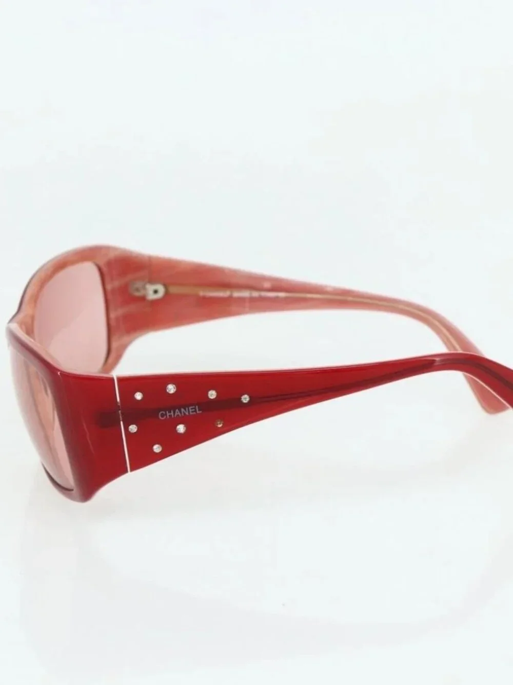CHANEL Sunglasses plastic Red CC Auth 179323A